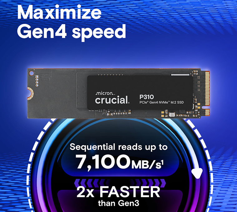 CRUCIAL P310 500GB PCIe Gen4 2280 NVMe Solid State Drive - R6600/W3500